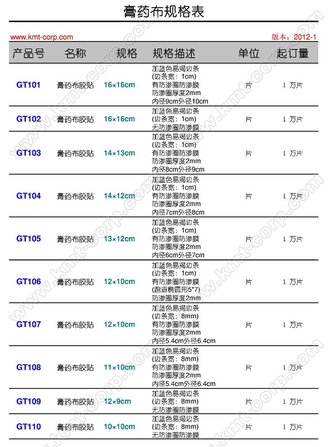 膏药布 膏药贴 黑膏药布 三伏贴规格表