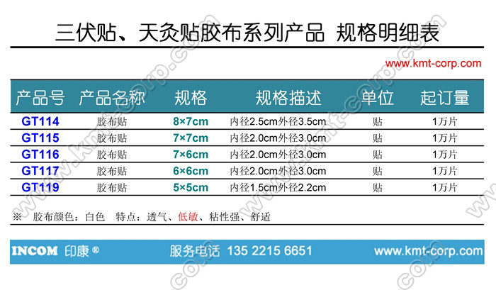 三伏贴 天灸贴 穴位贴 胶布 胶贴